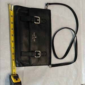 Kate Spade Black Leather Crossbody with Silver Buckles